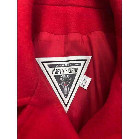 J. Percy for Marvin Richards Red Wool Peacoat Size Medium - Picture 2 of 5